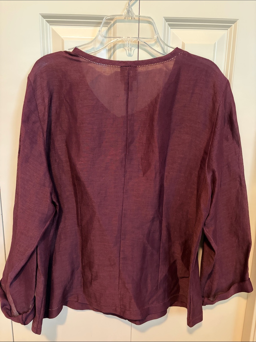 EILEEN FISHER Plum Linen Button-Front Shirt - Picture 5 of 7